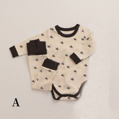 【BABY】北欧風星、月柄ロンパース&レギンスSK101328