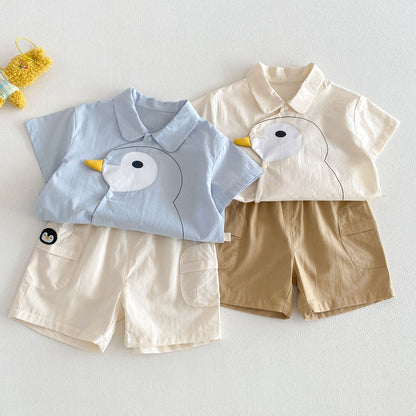【BABY&KID】夏新作 立体カートゥーンシャツ、刺繍ショートパンツSK105113