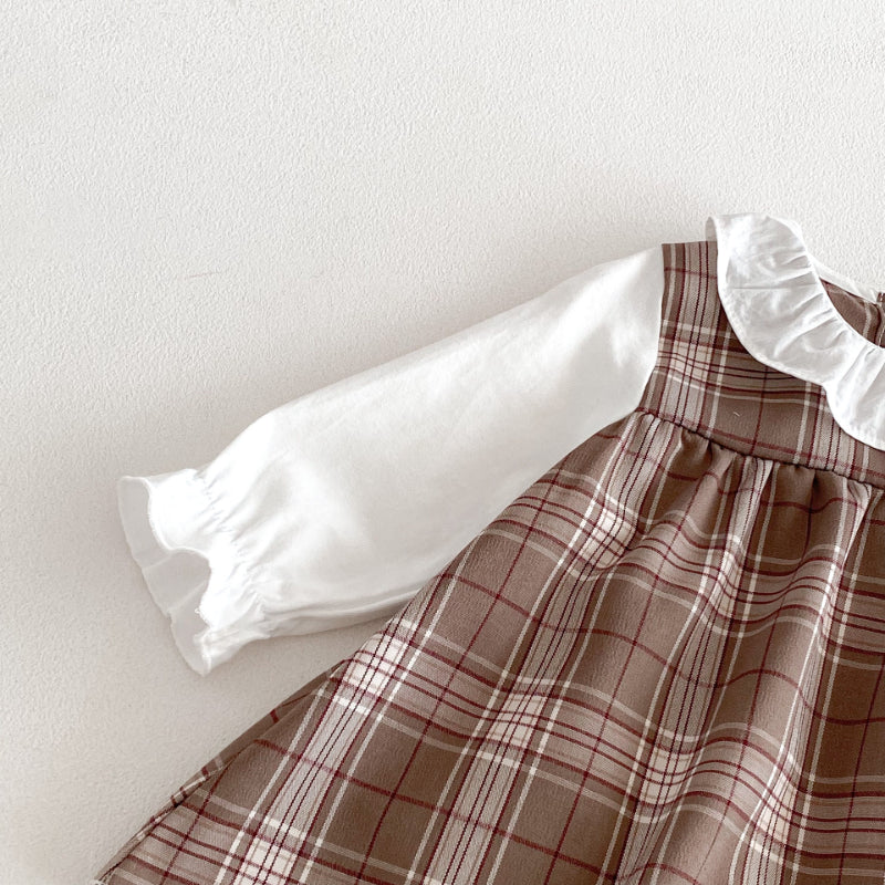 【BABY】チェックロンパースワンピ＆帽子SK103624