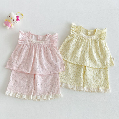 【BABY&KID】夏新作フリルスリーブ小花柄セットアップSK105604