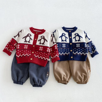【BABY&KID】冬新作ペンギンニットカーディガンSK108504
