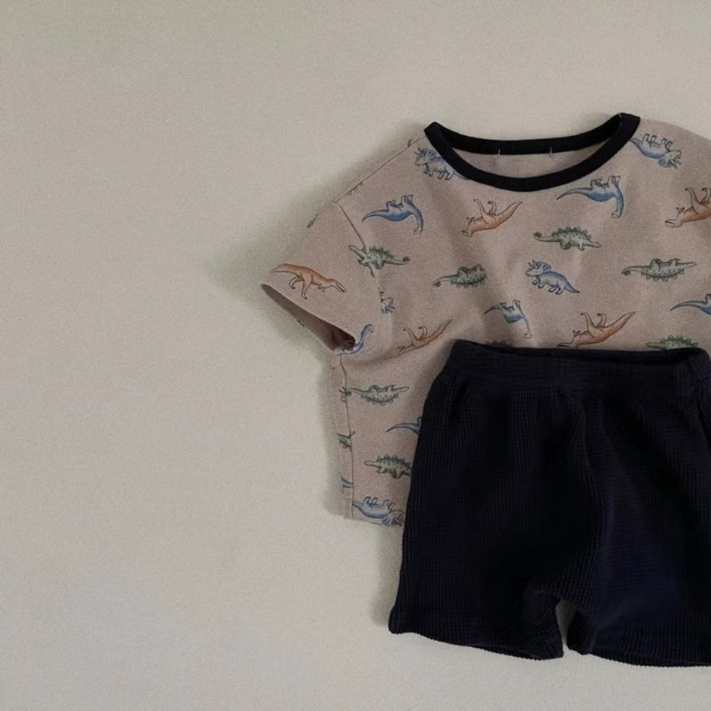 【BABY&KID】夏新作 アニマル総柄トップス＆無地ショートパンツSK082717