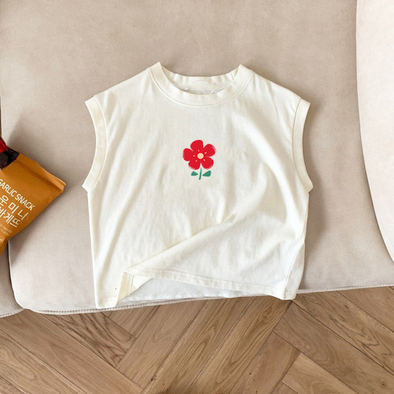【BABY&KID】夏新作 一輪の花ノースリーブTシャツSK092119