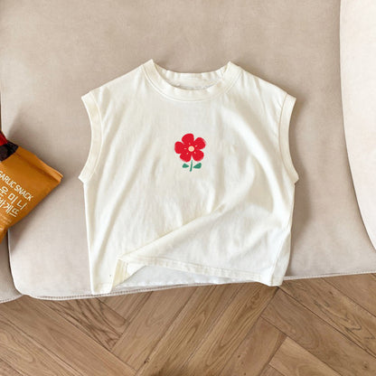 【BABY&KID】夏新作 一輪の花ノースリーブTシャツSK092119