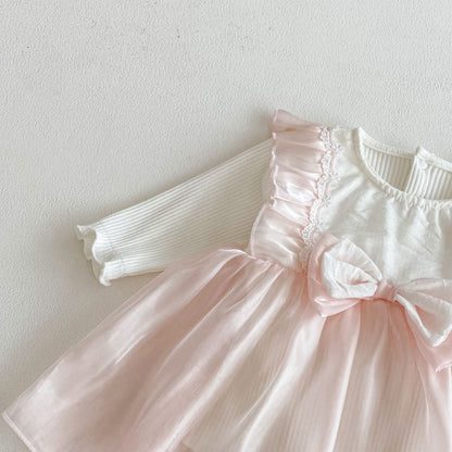 【BABY】リボンチュールロンパースワンピSK103615