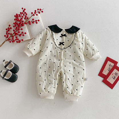 【BABY】冬新作ドット裏起毛カバーオールSK102712