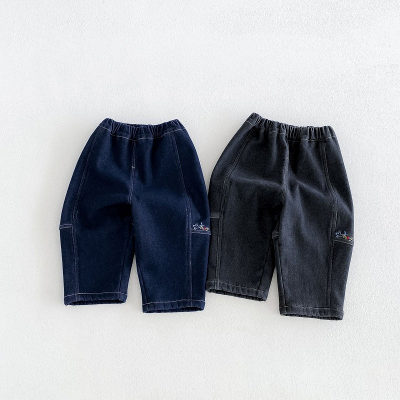 【BABY&KID】冬新作刺繍裏起毛デニムパンツSK108510