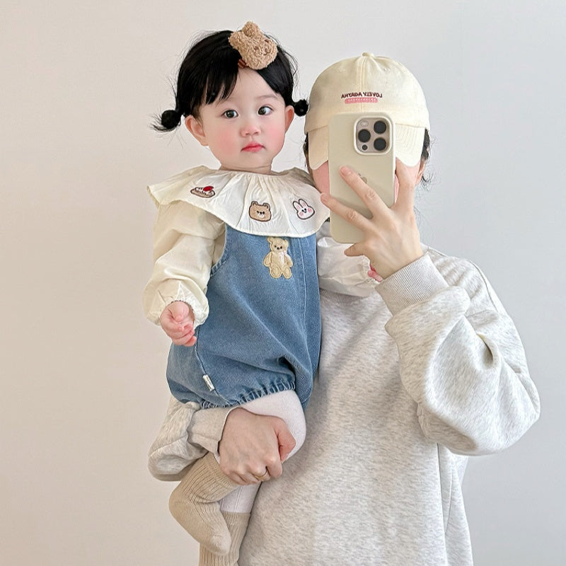 【BABY】カートゥーン柄サロペット&シャツ2点セットSK100518