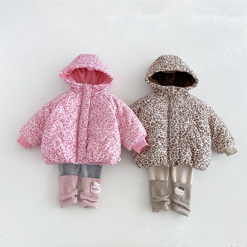 【BABY&KID】冬新作レオパード柄フード付き中綿ジャケットSK108513