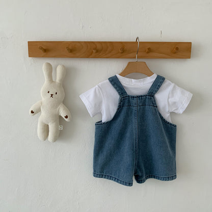 【BABY&KID】夏新作 デニムショートサロペットセットSK062723