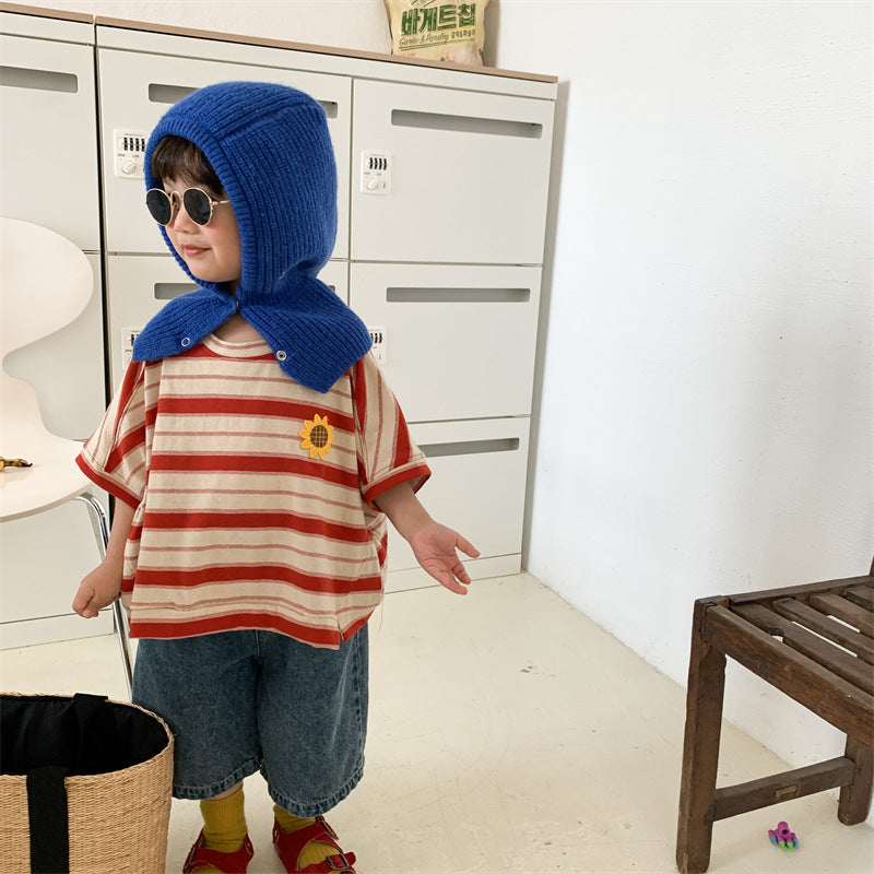 【BABY&KID】夏新作 ひまわりボーダーシャツSK080504