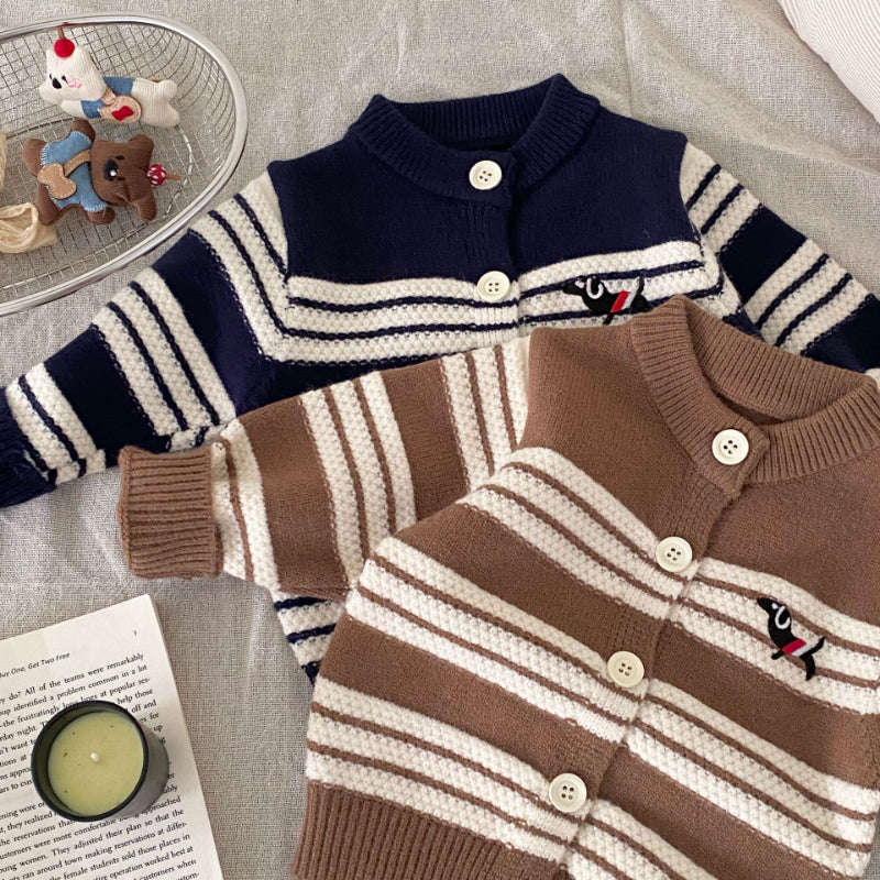 【BABY】ボーダーニットカーディガン&ニットパンツSK092902