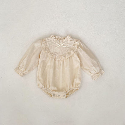 【BABY】レースクリームプリンセスロンパース、ワンピースSK030611