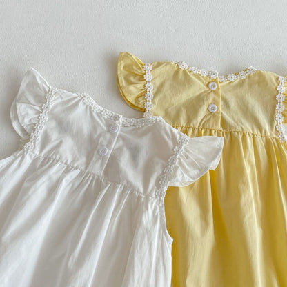 【BABY】夏新作 小花刺繍襟ロンパースSK071907