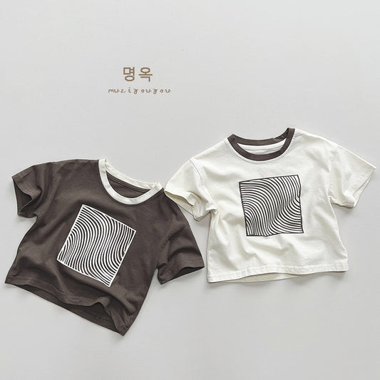 【BABY&KID】夏新作 コットンプリント半袖TシャツSK080808