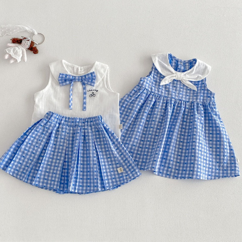 【BABY&KID】夏新作丸襟ワンピース、ボウベスト、スカートSK105902