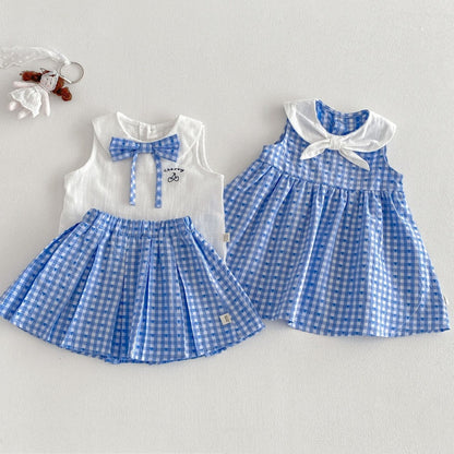 【BABY&KID】夏新作丸襟ワンピース、ボウベスト、スカートSK105902