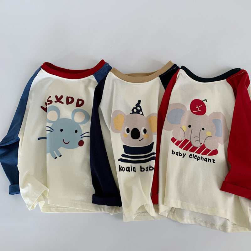 【BABY&KID】可愛い動物ラグラン袖TシャツSK100534