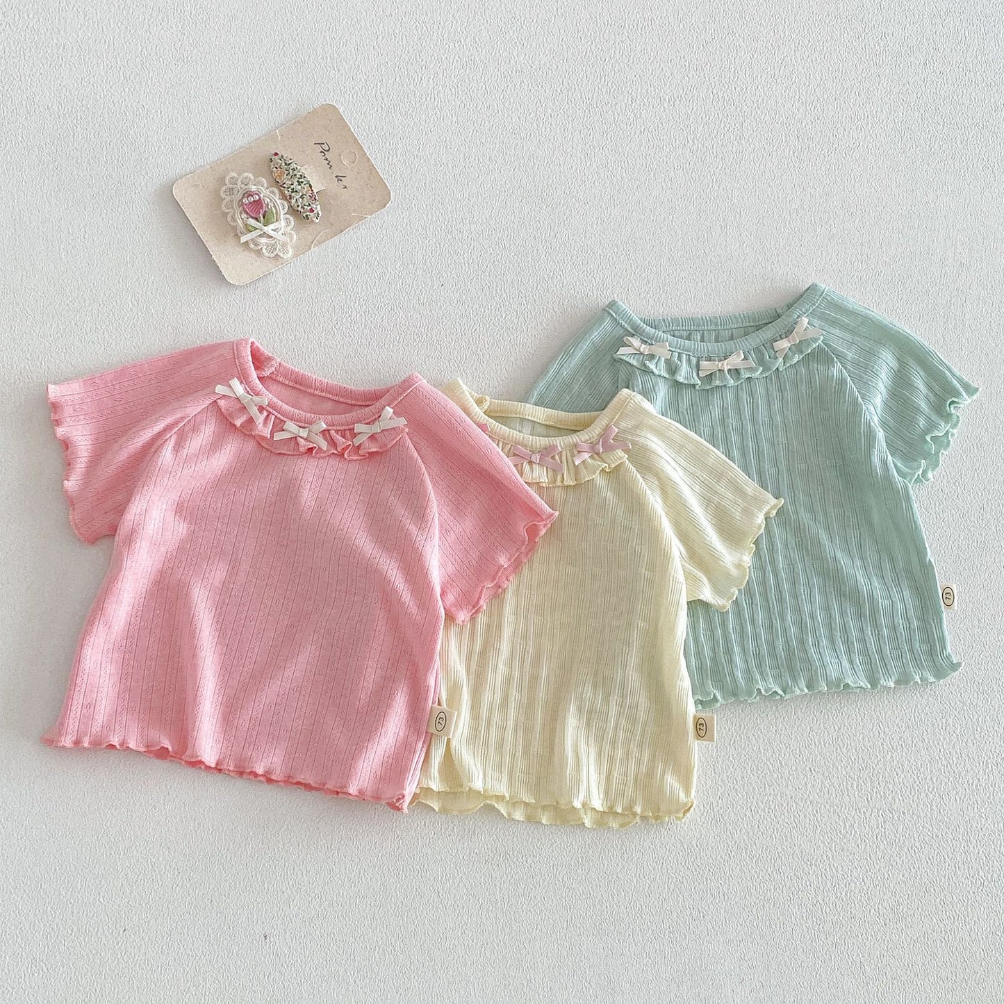 【BABY&KID】夏新作 フリル蝶結びTシャツSK105107