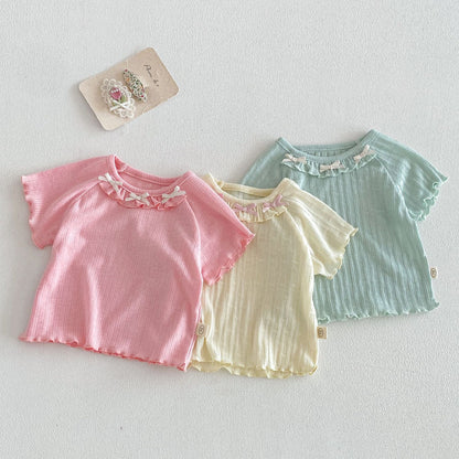 【BABY&KID】夏新作 フリル蝶結びTシャツSK105107