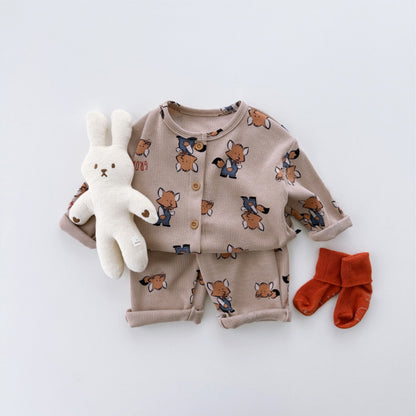【BABY】キャラクタープリントワッフルセットアップSK101540