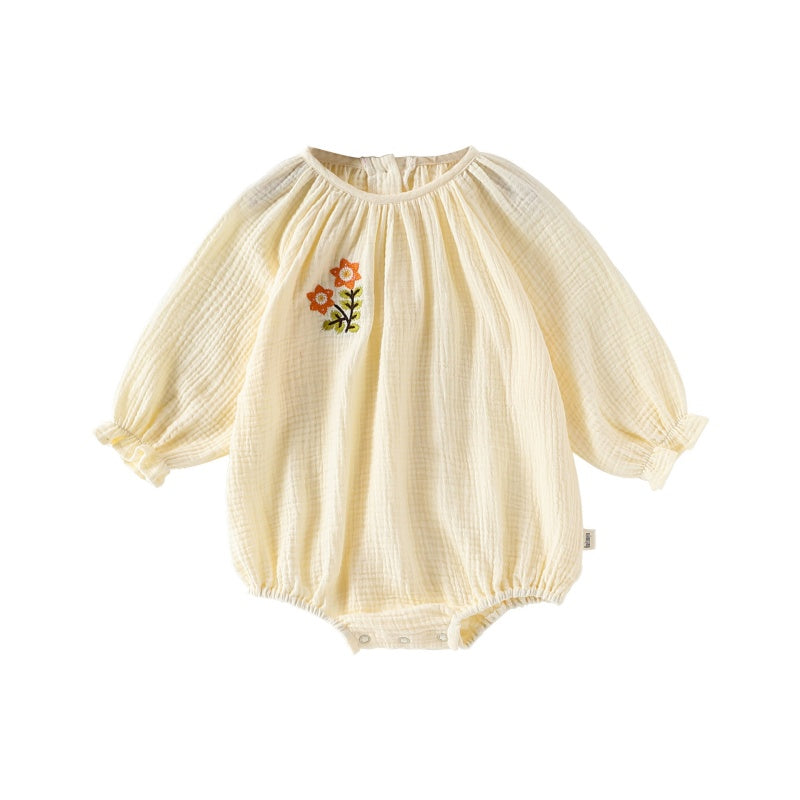 【BABY】北欧風花柄刺繍ロンパースSK010308