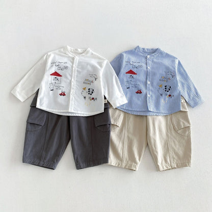 【BABY&KID】カートゥーンプリントシャツ、カジュアルパンツSK107216