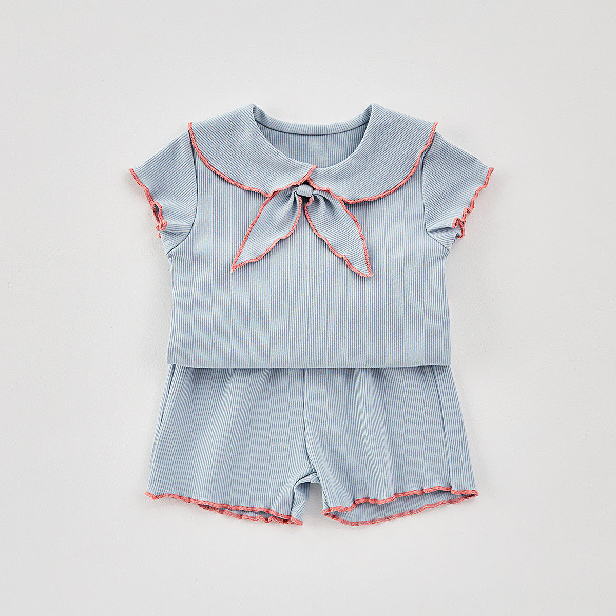 【BABY】夏新作 蝶結びの丸襟セットアップSK072311