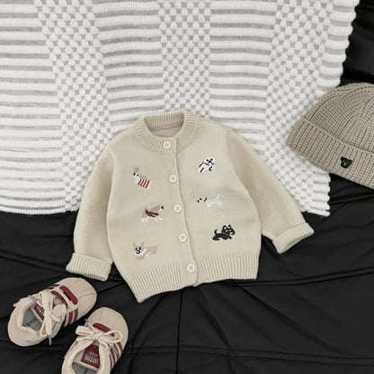 【BABY&KID】冬新作わんちゃん刺繍カバーオール、カーディガンSK103008