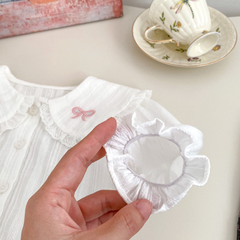 【BABY】リボンサロペット、リボン刺繍襟ブラウスSK100834
