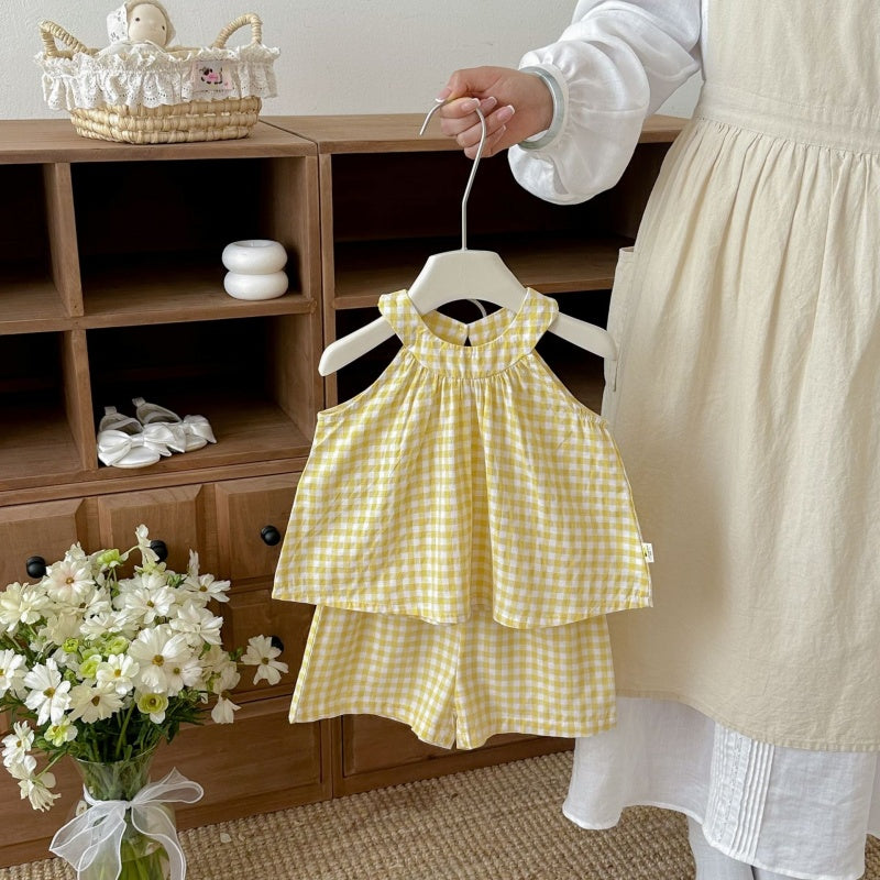 【BABY&KID】夏新作イエローチェックセットアップSK105804