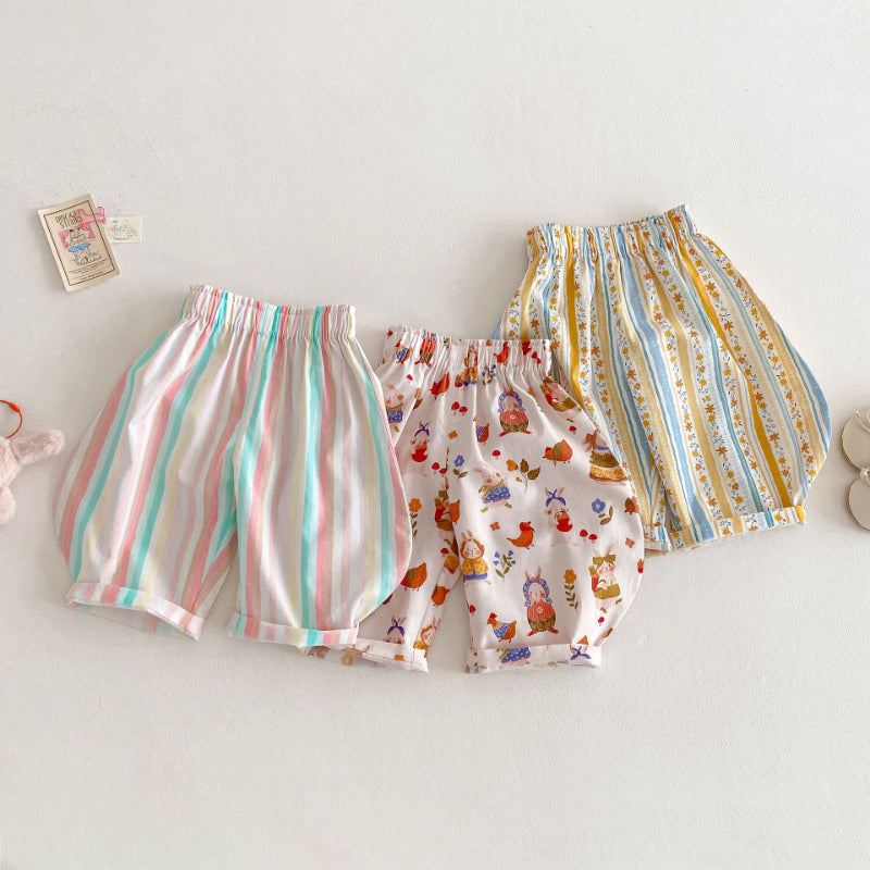 【BABY&KID】夏新作 ストライプ花柄カジュアルパンツSK070606