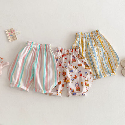 【BABY&KID】夏新作 ストライプ花柄カジュアルパンツSK070606