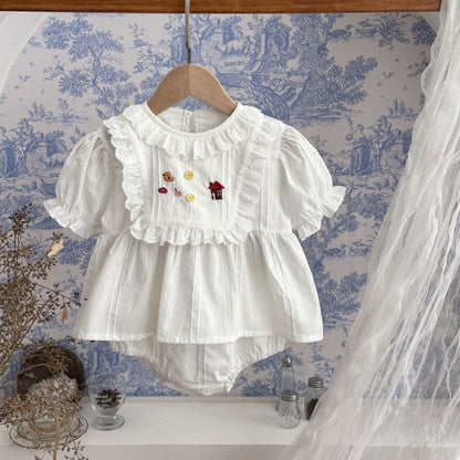 【BABY】夏新作ひよこハウス刺繍セットアップSK106006