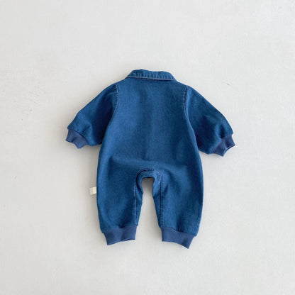 【BABY】アニマル刺繍デニムカバーオールSK100316