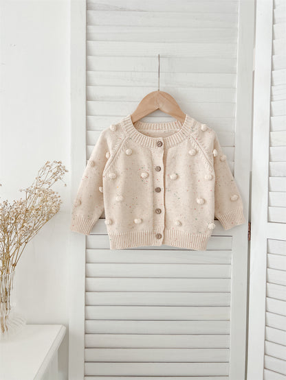 【BABY】レトロポンポン付きカーディガン、サロペットSK022708