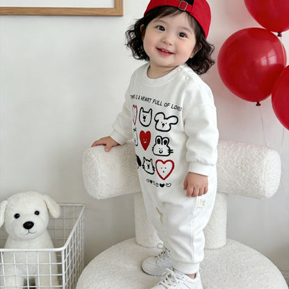 【BABY】ハート柄カバーオールSK104110