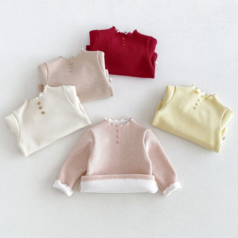 【BABY&KID】冬新作無地リブ裏起毛トップスSK108511