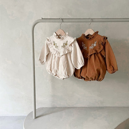 【BABY】起毛花柄刺繍ロンパースSK101522