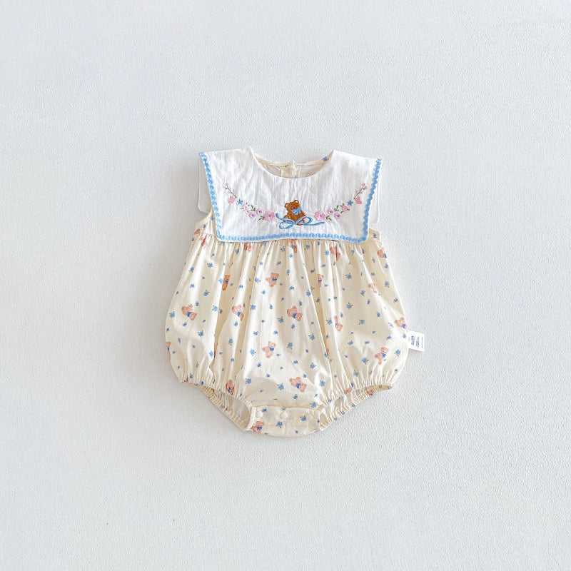 【BABY】夏新作くま小花柄ロンパースSK106415