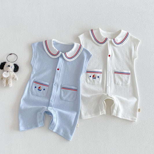 【BABY】夏新作丸襟通気カバーオールSK105611