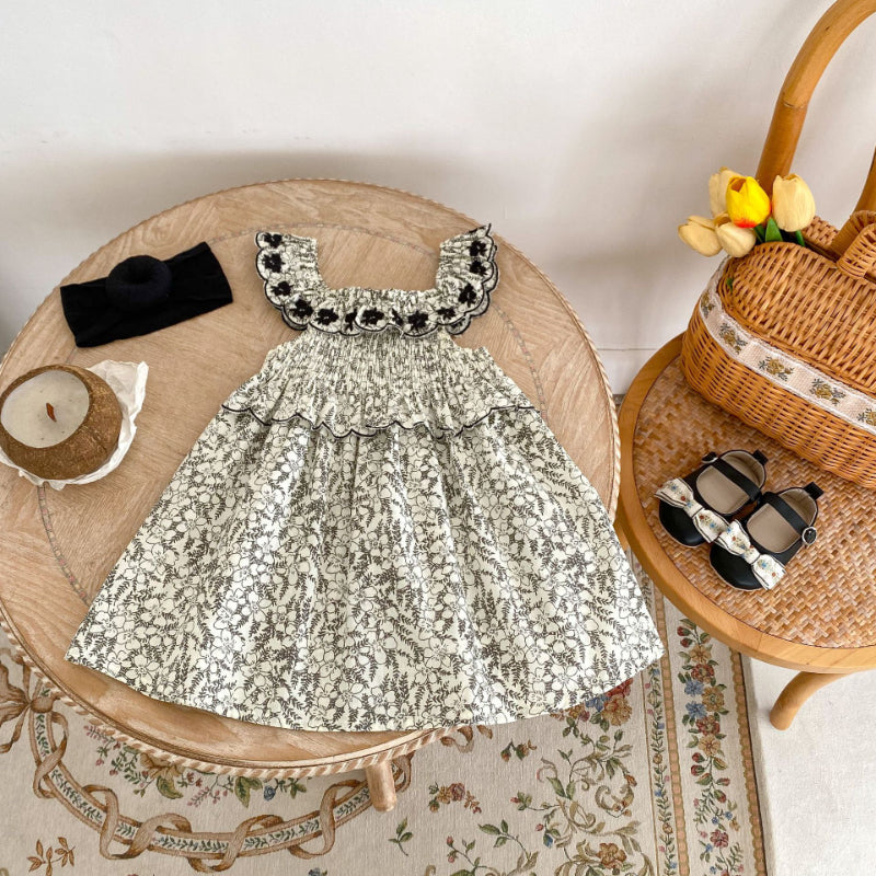 【BABY&KID】夏新作 フローラル刺繍ノースリーブワンピースSK090322
