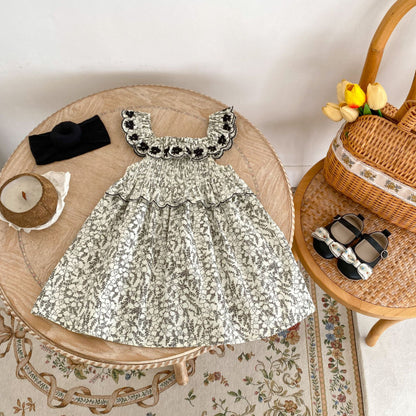 【BABY&KID】夏新作 フローラル刺繍ノースリーブワンピースSK090322