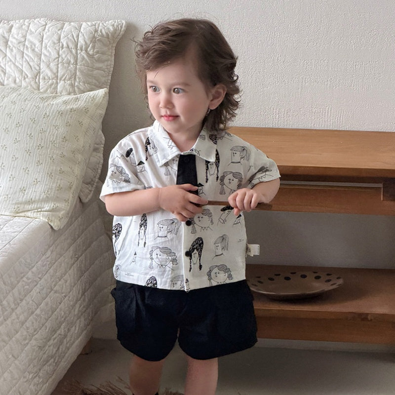 【BABY】夏新作コミックプリントシャツ、ワークショートパンツSK105322