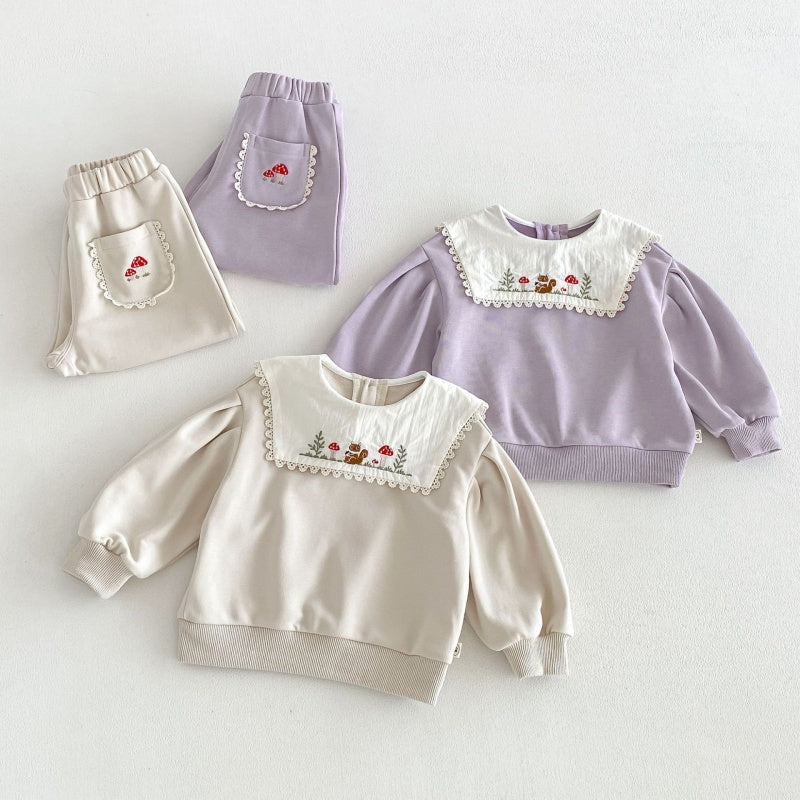 【BABY&KID】刺繍スクエアネックセットアップSK106608