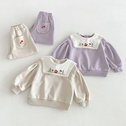 【BABY&KID】刺繍スクエアネックセットアップSK106608
