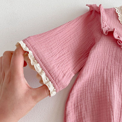 【BABY】シボ生地フリル襟ロンパースSK103621