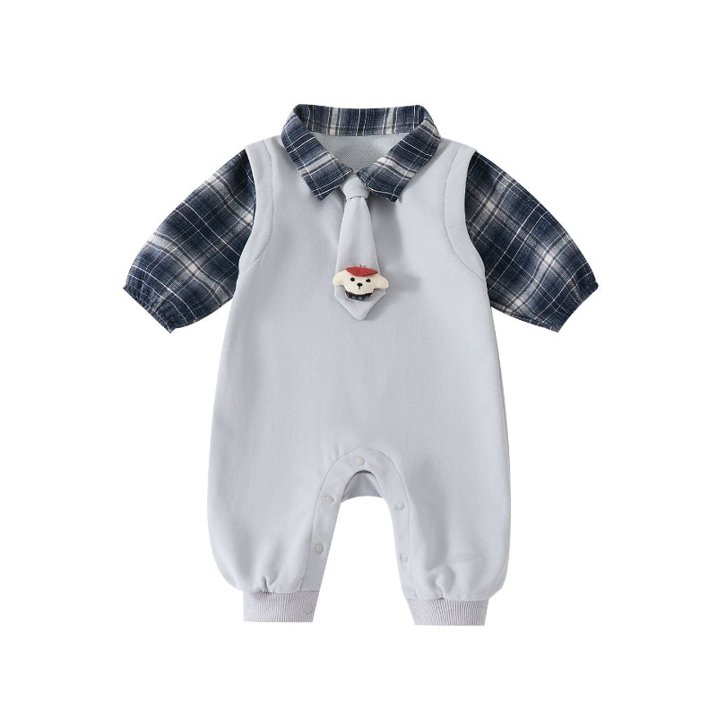 【BABY】重ね着風ネクタイカバーオールSK103411