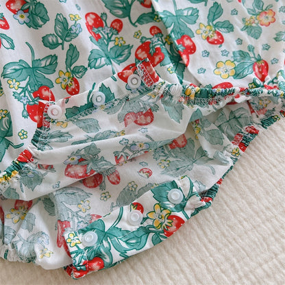 【BABY】夏新作 フラワー刺繍ロンパースSK092105