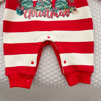 【BABY】ボーダークリスマスツリーあったかカバーオールSK103204